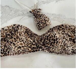 H&M Leopard Cheetah Print Lace Back Strapless Bra Size 8